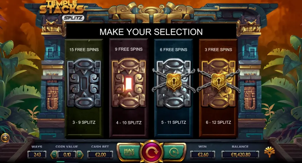 Temple stacks splitz slot machine